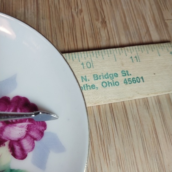 Occupied Japan Handpainted 4" Floral Decorative Set/3 Plates, Trinket Dish Hangs - Picture 9 of 14